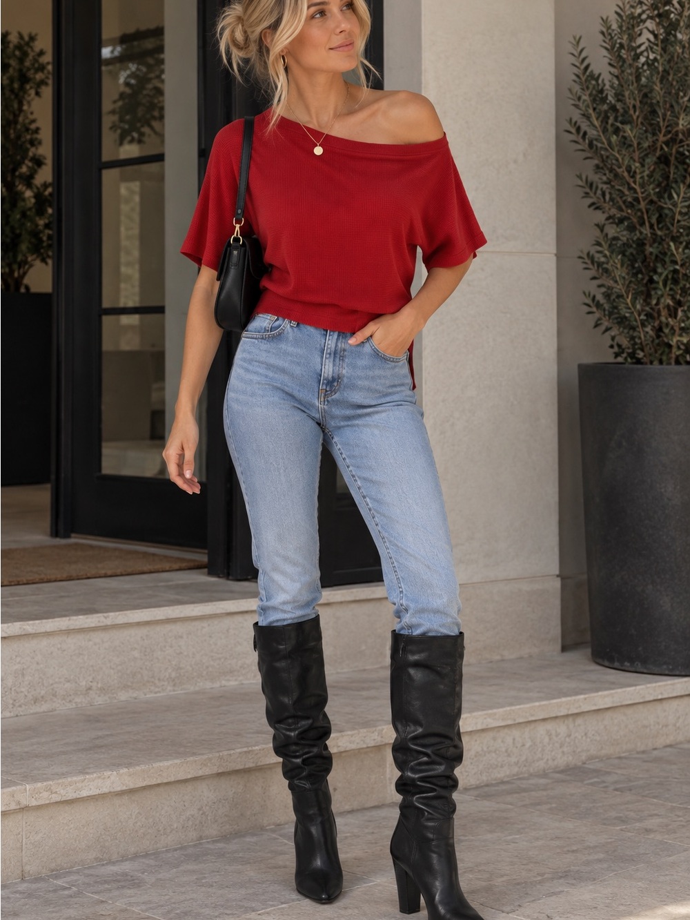 Black Knee High Slouch Boots | Chunky Heel | Classic Fall/Winter